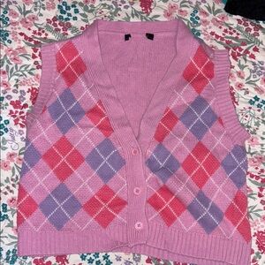 Pink and Purple Argyle Women's Sweater Vest